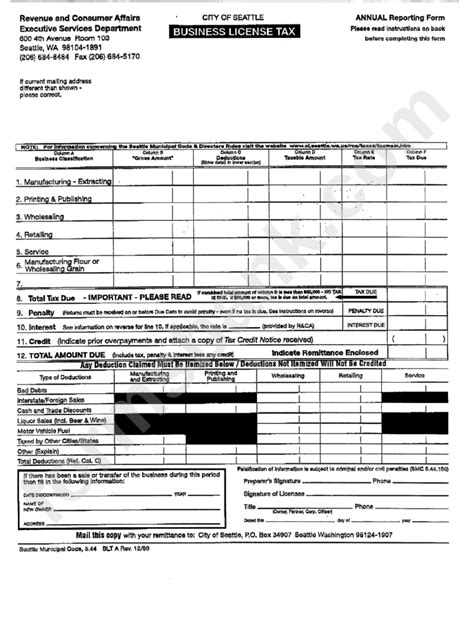 city of seattle business license tax filing.